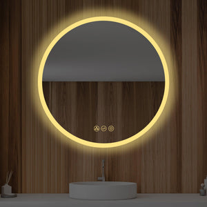 Blossom Orion Round LED Frosted Side Mirror, Adjustable Light, Built-In Defogger