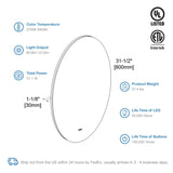 Blossom Orion Round LED Frosted Side Mirror, Adjustable Light, Built-In Defogger