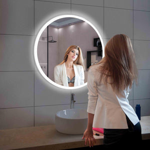 Blossom Orion Round LED Frosted Side Mirror, Adjustable Light, Built-In Defogger