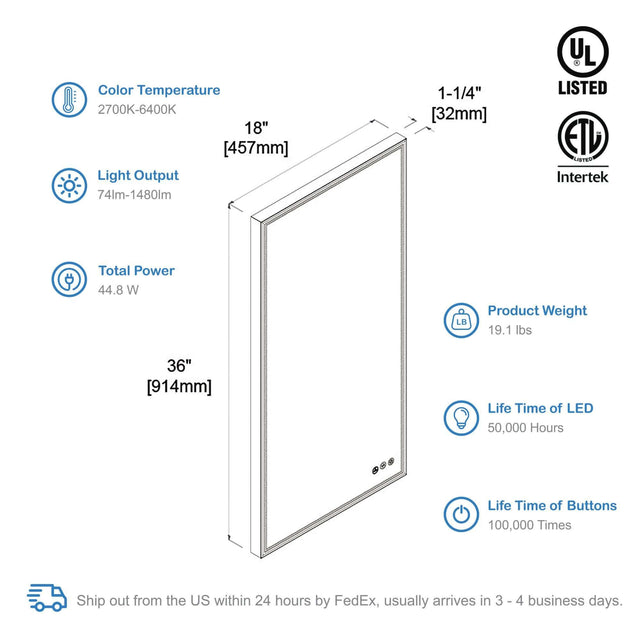 Blossom Stellar LED Mirror, Smart Touch, Dual Finish Options &   Multiple Sizes