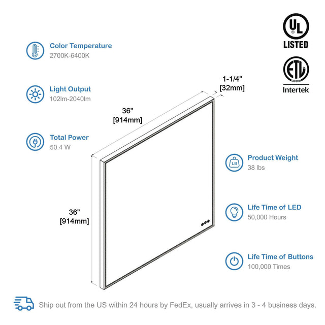 Blossom Stellar LED Mirror, Smart Touch, Dual Finish Options &   Multiple Sizes