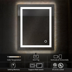 Blossom Lyra, Versatile LED Bathroom Mirror with Touch Control and Built-In Defogger