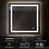 Blossom Lyra, Versatile LED Bathroom Mirror with Touch Control and Built-In Defogger