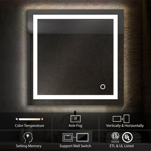 Blossom Lyra, Versatile LED Bathroom Mirror with Touch Control and Built-In Defogger