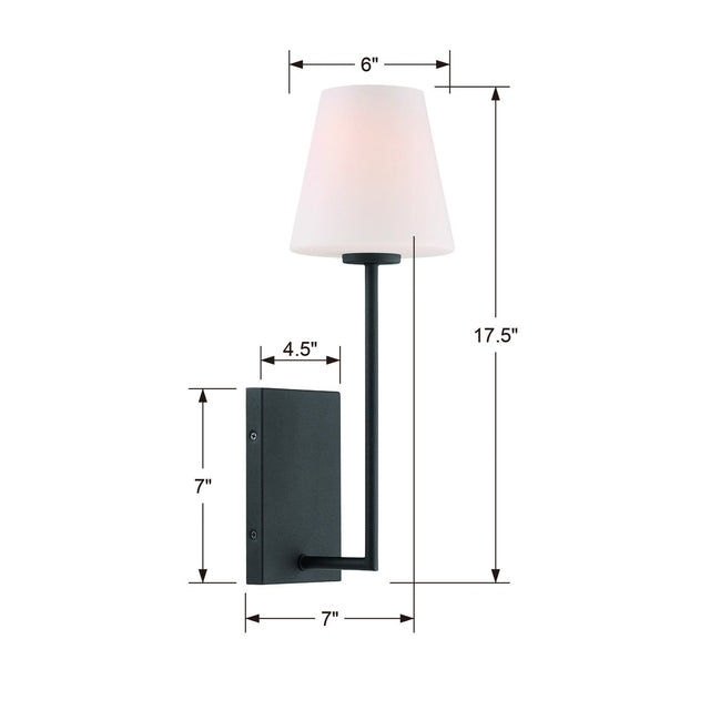 Lena 1 Light Black Forged Sconce LEN-250-OP-BF