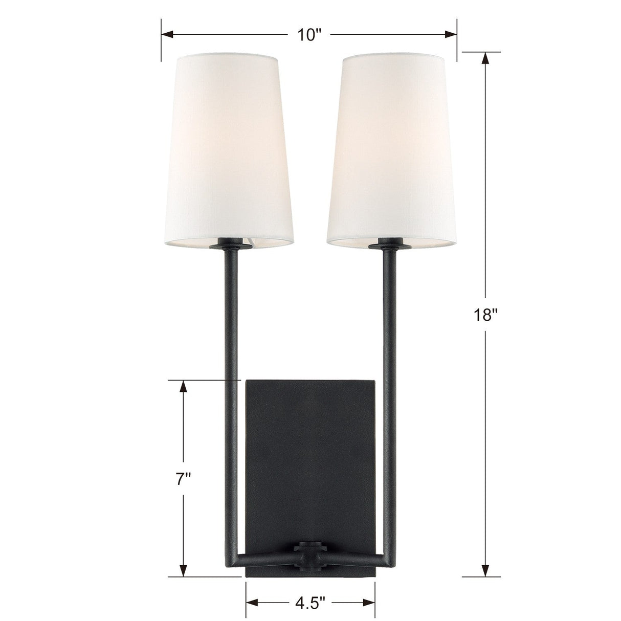 Lena 2 Light Black Forged Sconce LEN-252-BF