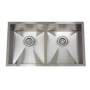 Lenova SS-0Ri D3 Undermount Double Bowl 32 x 19 x 10 - Brushed Satin