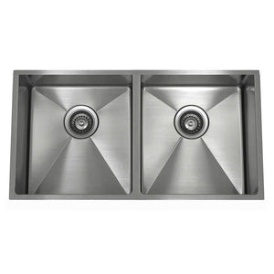 LENOVA SS-ADA-14Ri-D31 Undermount Double Bowl 23 x 18 5-1/2 - Brushed Satin DROP IN KITCHEN SINK Drop In Sinks,Kitchen,Kitchen Sinks