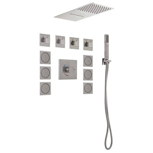 LENOVA TPS101PC TPS101 4PC - Shower Set Includes: Head Square 19-3/4 x 8 Thermostatic/Pressure Valve Trim Kit Bathroom,Shower Accessories,Showers