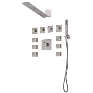 LENOVA TPS102BN 4PC - SHOWER SET INCLUDES: HEAD SQUARE 16'' X 4-3/4'' THERMOSTATIC/PRESSURE VALVE TRIM KIT COMPLETE SYSTEM
