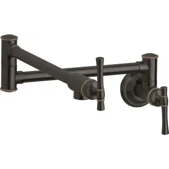Elkay Explore LKEC2091LS Single Hole Wall Mount Pot Filler Kitchen Faucet with Lever Handles, Lustrous Steel