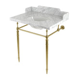 Fauceture LMS3022M87 30-Inch Carrara Marble Console Sink with Brass Legs, Marble White/Brushed Brass