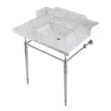 Fauceture LMS3022M8SQ6 30-Inch Carrara Marble Console Sink with Brass Legs, Marble White/Polished Nickel