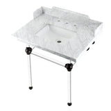 Fauceture LMS3030MASQ5 30-Inch Carrara Marble Console Sink with Acrylic Legs, Marble White/Oil Rubbed Bronze