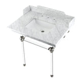 Fauceture LMS3030MASQ6 30-Inch Carrara Marble Console Sink with Acrylic Legs, Marble White/Polished Nickel