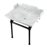 Fauceture LMS3030MB5 30-Inch Carrara Marble Console Sink with Brass Legs, Marble White/Oil Rubbed Bronze