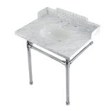 Fauceture LMS30M81ST 30-Inch Carrara Marble Console Sink with Stainless Steel Legs, Marble White/Polished Chrome