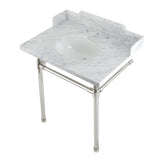 Fauceture LMS30M86ST 30-Inch Carrara Marble Console Sink with Stainless Steel Legs, Marble White/Polished Nickel