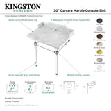 Fauceture LMS30MA5 30-Inch Carrara Marble Console Sink with Acrylic Legs, Marble White/Oil Rubbed Bronze