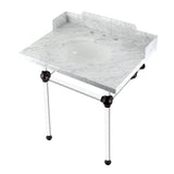 Fauceture LMS30MA5 30-Inch Carrara Marble Console Sink with Acrylic Legs, Marble White/Oil Rubbed Bronze