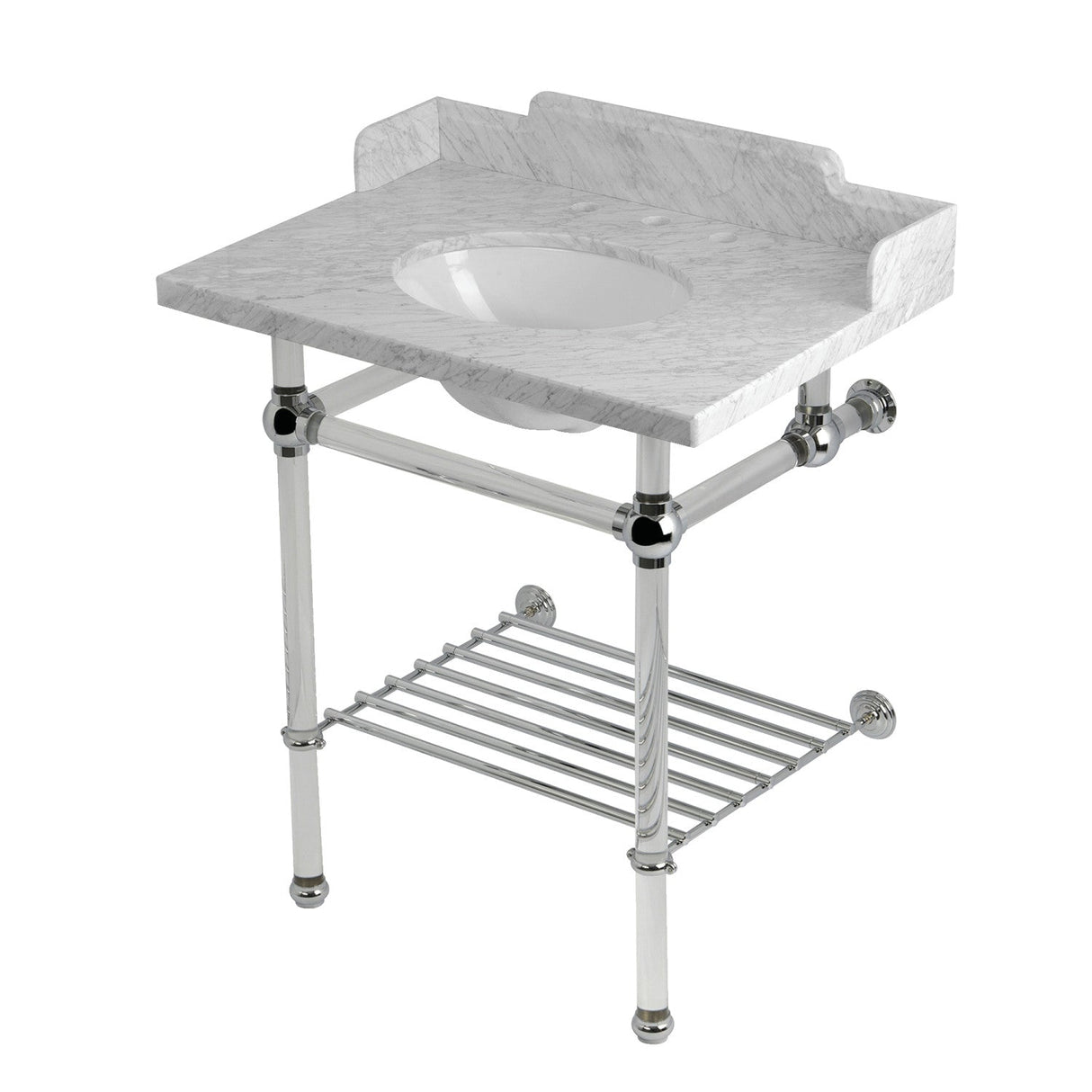 Pemberton LMS30MAB1 30-Inch Console Sink with Acrylic Legs (8-Inch, 3 Hole), Marble White/Polished Chrome
