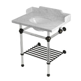 Pemberton LMS30MAB5 30-Inch Console Sink with Acrylic Legs (8-Inch, 3 Hole), Marble White/Oil Rubbed Bronze