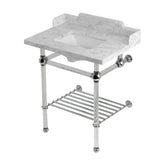 Pemberton LMS30MASQB1 30-Inch Console Sink with Acrylic Legs (8-Inch, 3 Hole), Marble White/Polished Chrome