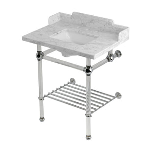 Pemberton LMS30MASQB1 30-Inch Console Sink with Acrylic Legs (8-Inch, 3 Hole), Marble White/Polished Chrome