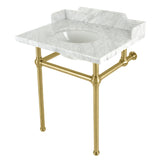 Fauceture LMS30MB7 30-Inch Carrara Marble Console Sink with Brass Legs, Marble White/Brushed Brass