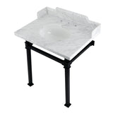 Fauceture LMS30MOQ0 30-Inch Carrara Marble Console Sink with Stainless Steel Legs, Marble White/Matte Black