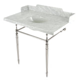 Fauceture LMS3622M86 36-Inch Carrara Marble Console Sink with Brass Legs, Marble White/Polished Nickel