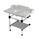 Pemberton LMS3630MAB0 36-Inch Console Sink with Acrylic Legs (8-Inch, 3 Hole), Marble White/Matte Black