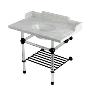 Pemberton LMS3630MAB0 36-Inch Console Sink with Acrylic Legs (8-Inch, 3 Hole), Marble White/Matte Black