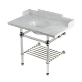 Pemberton LMS3630MAB6 36-Inch Console Sink with Acrylic Legs (8-Inch, 3 Hole), Marble White/Polished Nickel
