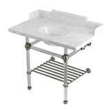 Pemberton LMS3630MAB8 36-Inch Console Sink with Acrylic Legs (8-Inch, 3 Hole), Marble White/Brushed Nickel