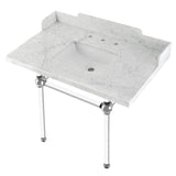 Fauceture LMS3630MASQ1 36-Inch Carrara Marble Console Sink with Acrylic Legs, Marble White/Polished Chrome