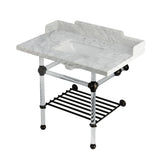 Pemberton LMS3630MASQB5 36-Inch Console Sink with Acrylic Legs (8-Inch, 3 Hole), Marble White/Oil Rubbed Bronze