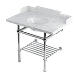 Pemberton LMS3630MBB1 36-Inch Console Sink with Brass Legs (8-Inch, 3 Hole), Marble White/Polished Chrome
