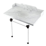 Fauceture LMS36MA5 36-Inch Carrara Marble Console Sink with Acrylic Legs, Marble White/Oil Rubbed Bronze