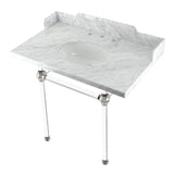 Fauceture LMS36MA6 36-Inch Carrara Marble Console Sink with Acrylic Legs, Marble White/Polished Nickel