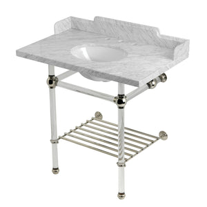 Pemberton LMS36MAB6 36-Inch Console Sink with Acrylic Legs (8-Inch, 3 Hole), Marble White/Polished Nickel