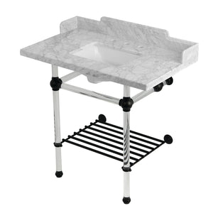 Pemberton LMS36MASQB0 36-Inch Console Sink with Acrylic Legs (8-Inch, 3 Hole), Marble White/Matte Black