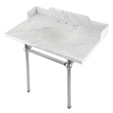 Fauceture LMS36MB1 36-Inch Carrara Marble Console Sink with Brass Legs, Marble White/Polished Chrome