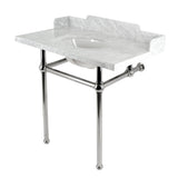 Fauceture LMS36MB6 36-Inch Carrara Marble Console Sink with Brass Legs, Marble White/Polished Nickel