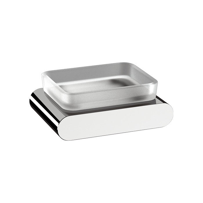 Wall Mounted Frosted Glass and Brass Soap Dish