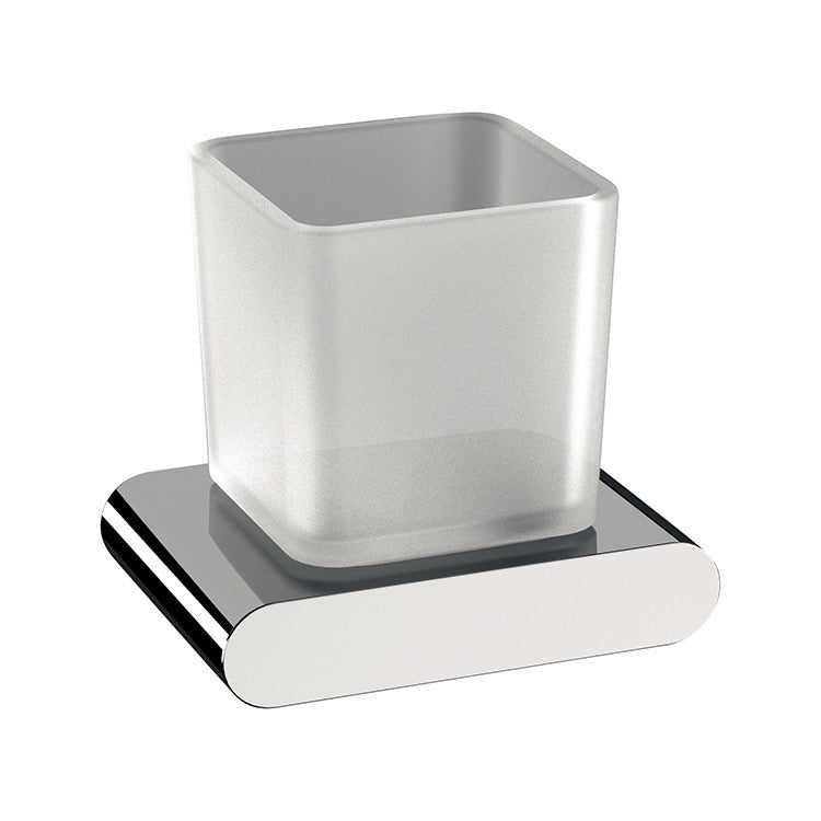 Wall Mounted Frosted Glass and Brass Toothbrush Holder
