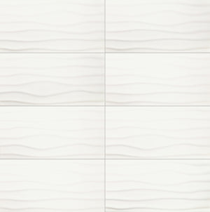 Daltile Core Classic True White Rectangle 12x24 Wave Glossy Wall Tile
