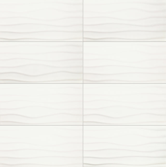 Daltile Core Classic True White Rectangle 12x24 Wave Glossy Wall Tile