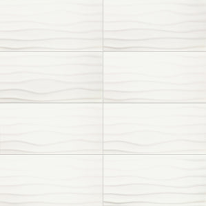 Daltile Core Classic True White Rectangle 12x24 Wave Glossy Wall Tile