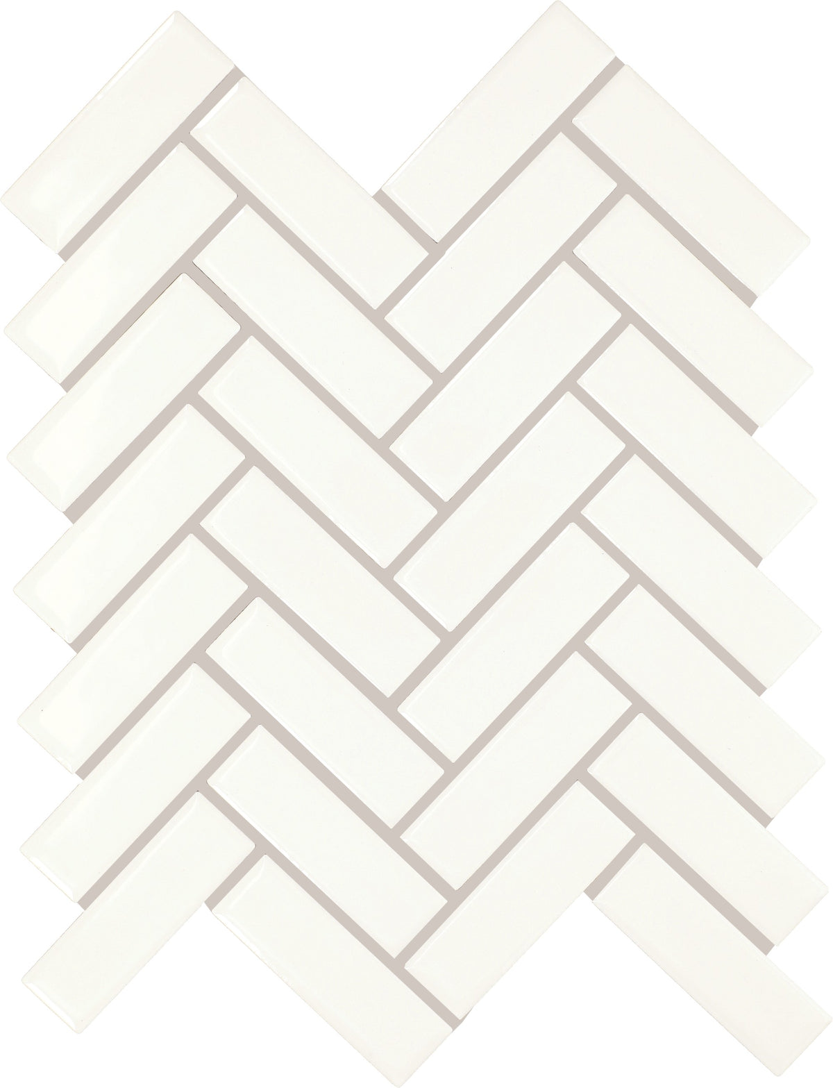 Daltile Core Classic True White Herringbone 1x3 Glossy Mosaic Tile